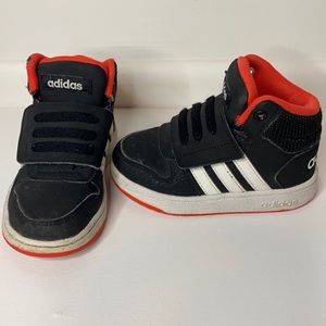 Adidas black hoops mid top sneakers toddler size 7